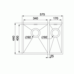Zlewozmywak Pyramis TETRAGON 57,5x44 11B lewy 100091530